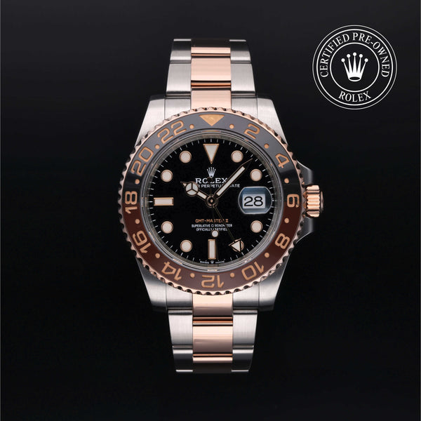 Rolex Certified Pre-owned GMT M126711CHNR-0002 front on black background