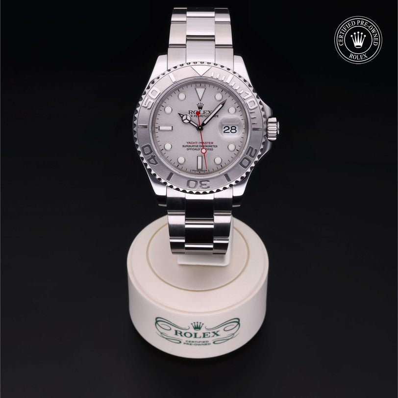 Rolex Certified Pre-owned Yacht-Master M16622-0004 front on black background