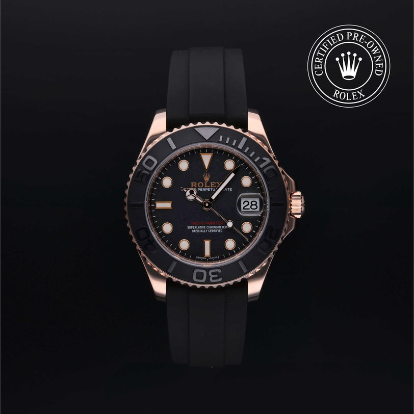 Rolex Certified Pre-owned Yacht-Master M268655-0002 front on black background