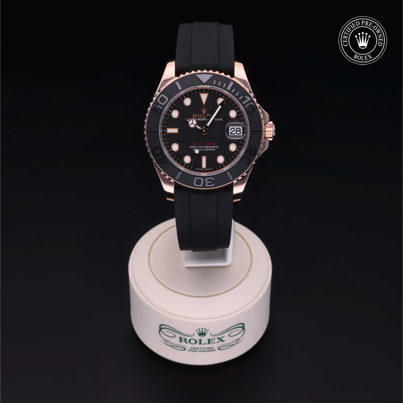 Rolex Certified Pre-owned Yacht-Master M268655-0002 front on black background