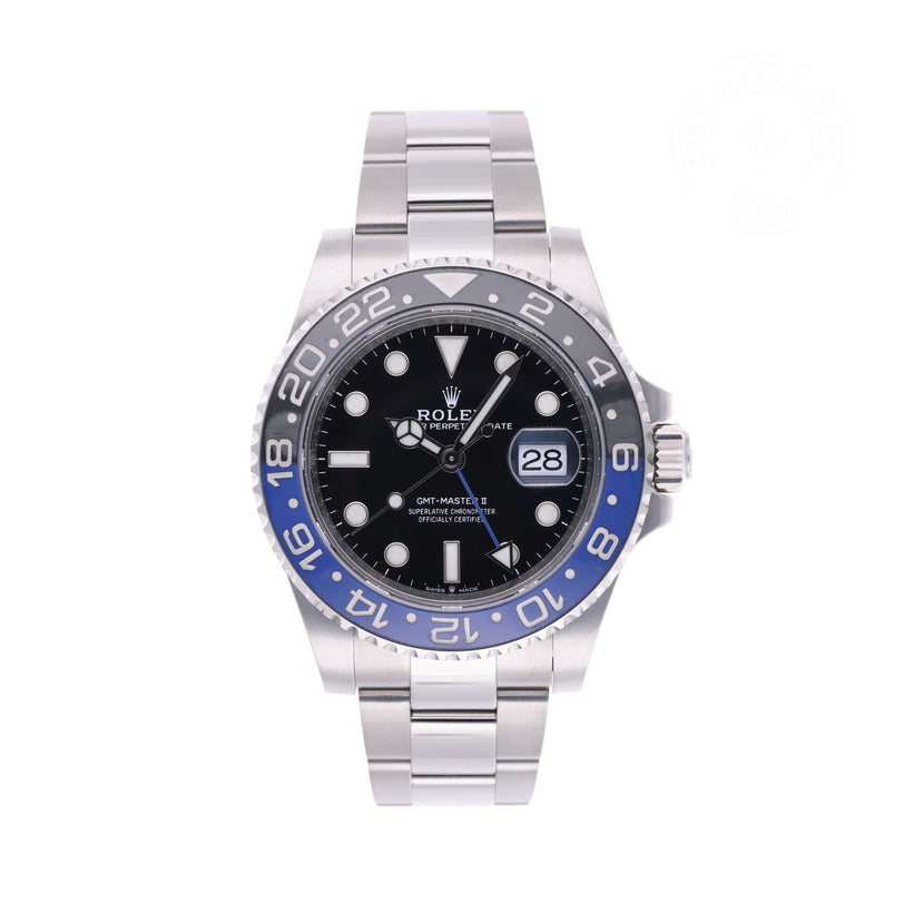 Rolex Certified Pre-owned GMT M126710BLNR-0003 front on white background