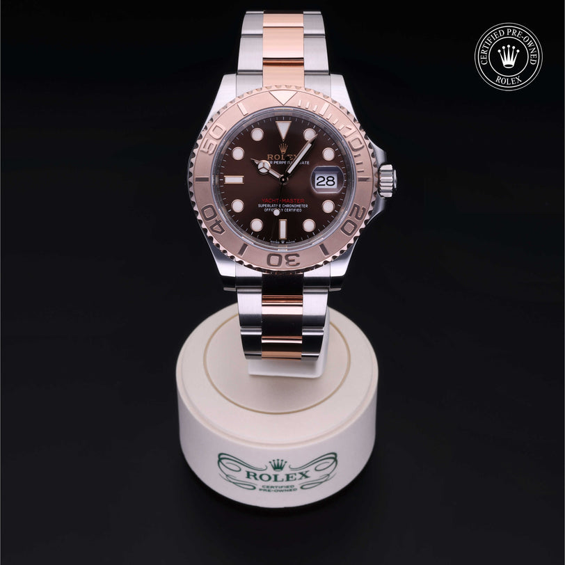 Rolex Certified Pre-owned Yacht-Master M126621-0001 front on black background
