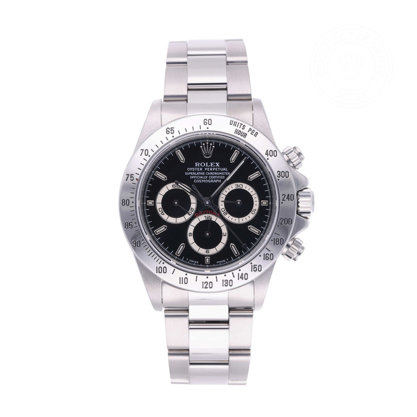 Rolex Certified Pre-owned Daytona M16520-0002 front on white background