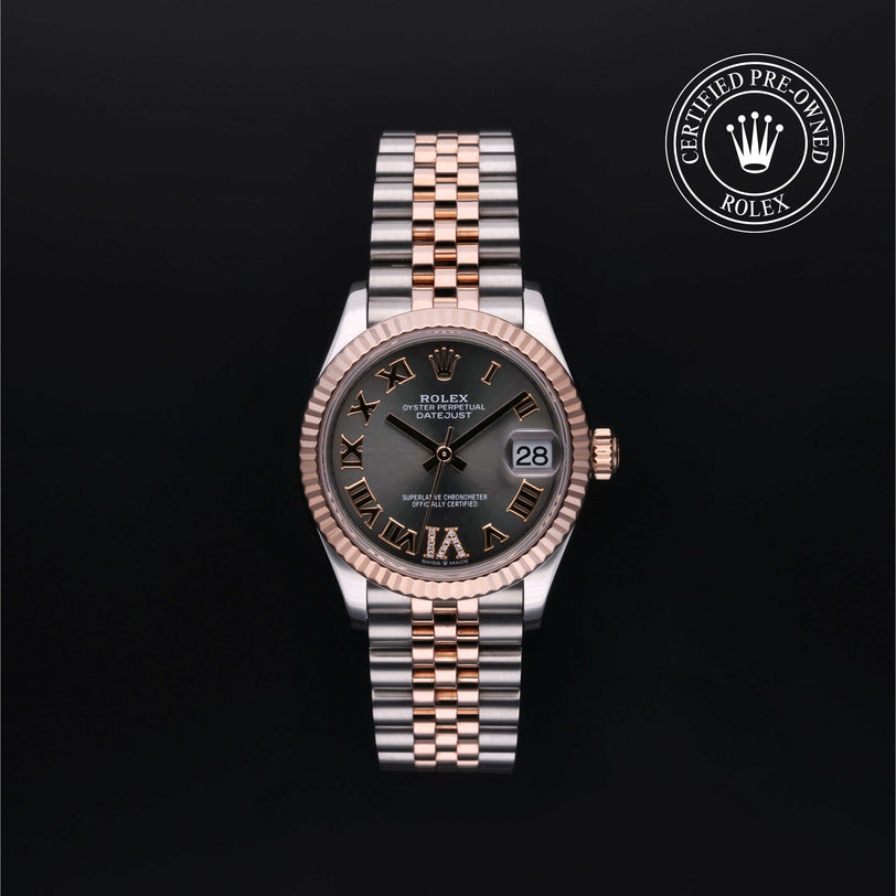 Rolex Certified Pre-owned Lady Datejust M278271-0030 front on black background