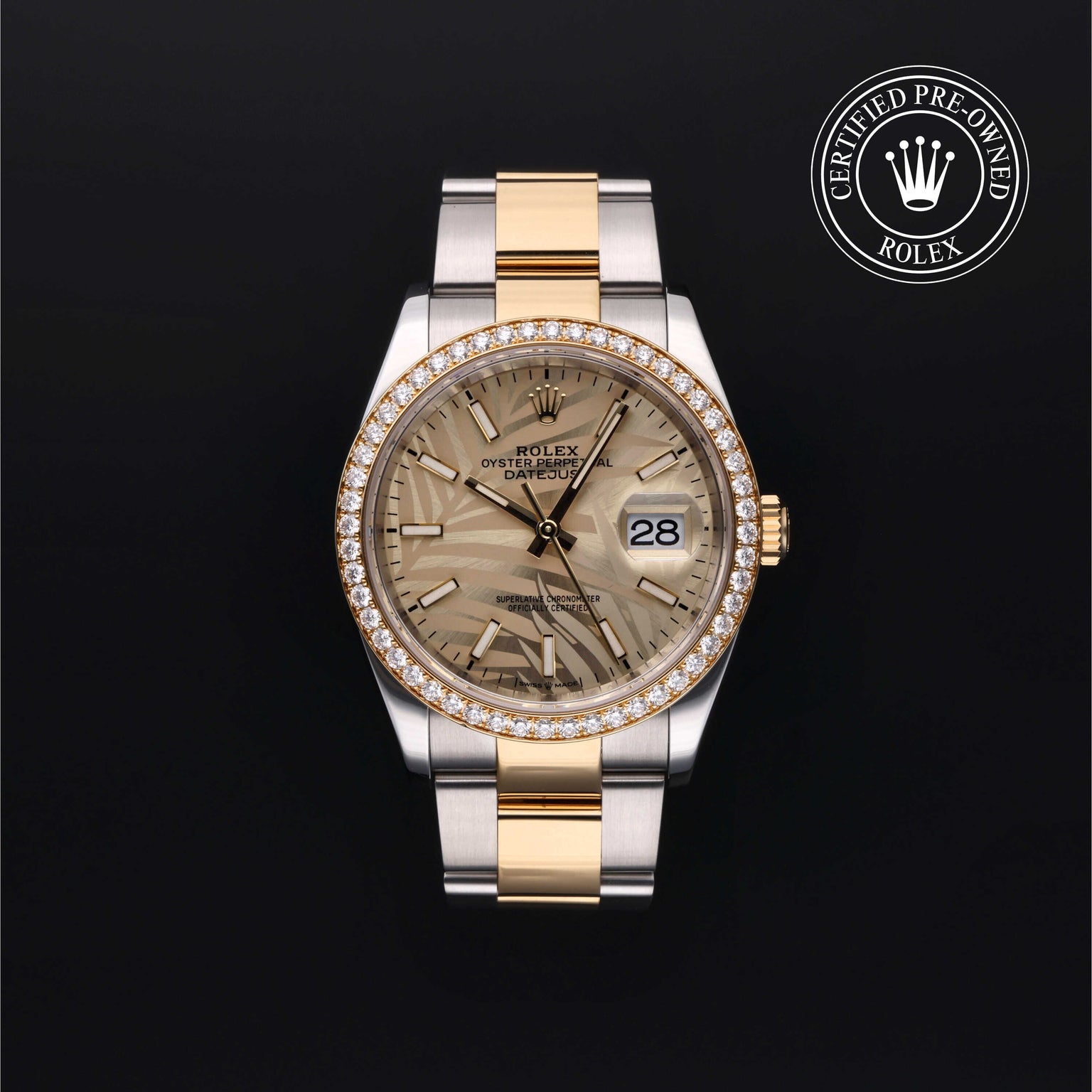 Rolex Certified Pre-owned Datejust M126283RBR-0024 front on black background