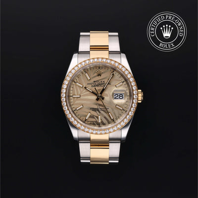 Rolex Certified Pre-owned Datejust M126283RBR-0024 front on black background