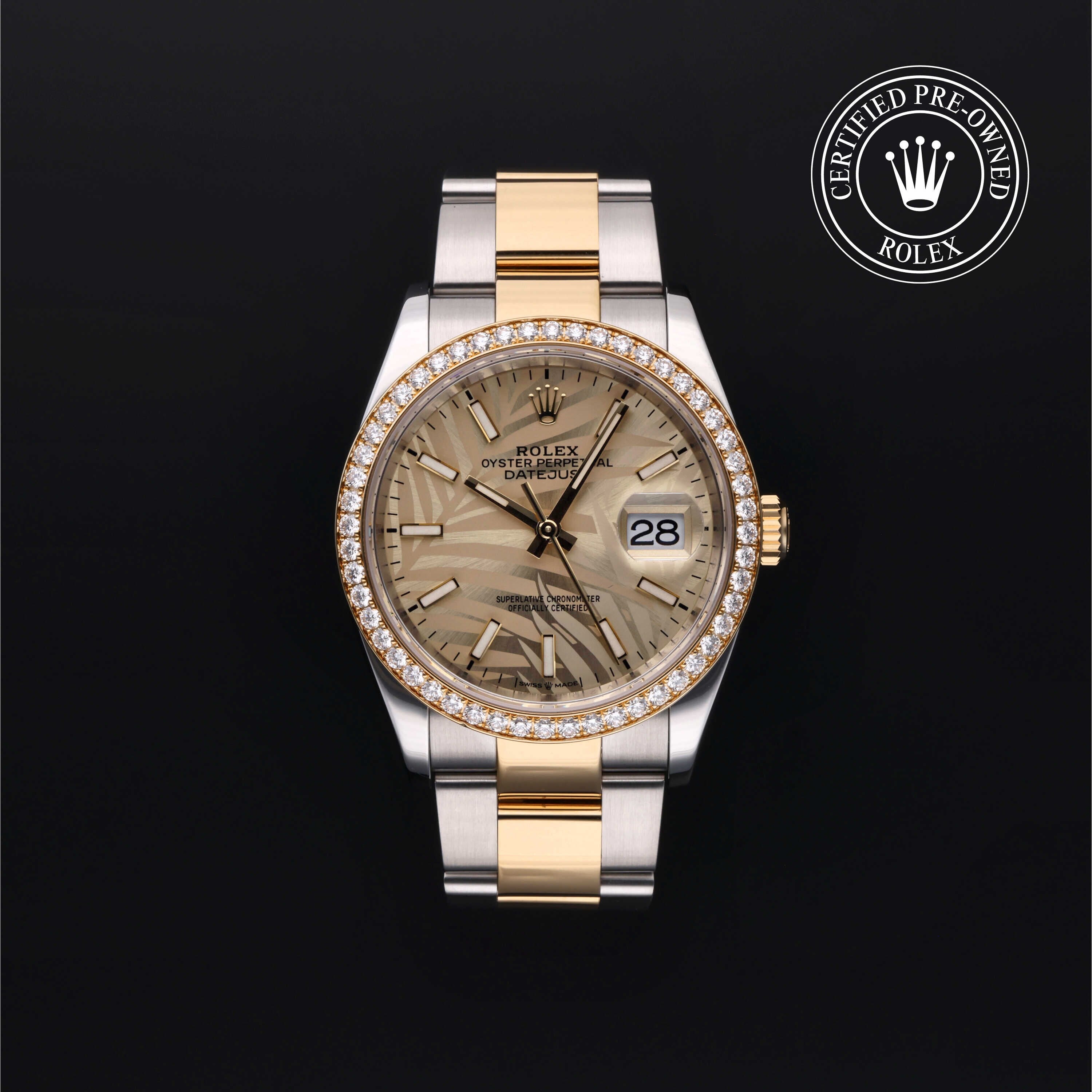 Rolex Certified Pre-owned Datejust M126283RBR-0024 front on black background