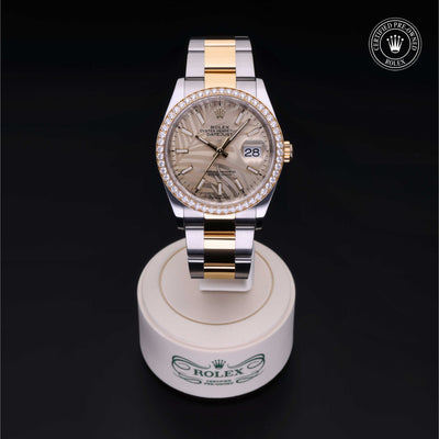 Rolex Certified Pre-owned Datejust M126283RBR-0024 front on black background