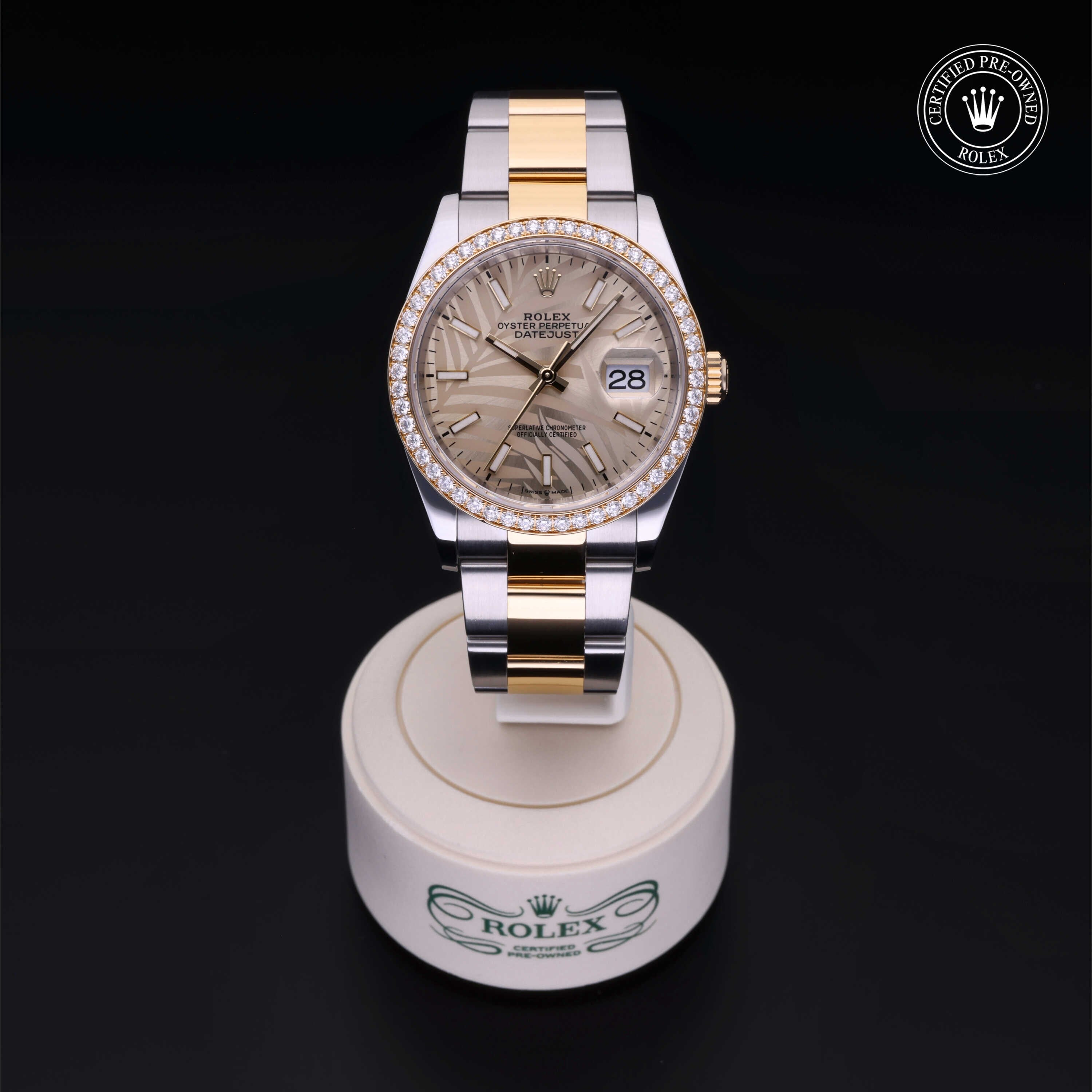 Rolex Certified Pre-owned Datejust M126283RBR-0024 front on black background