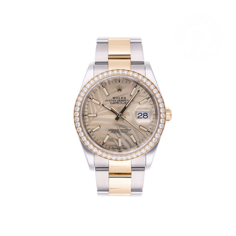 Rolex Certified Pre-owned Datejust M126283RBR-0024 front on white background