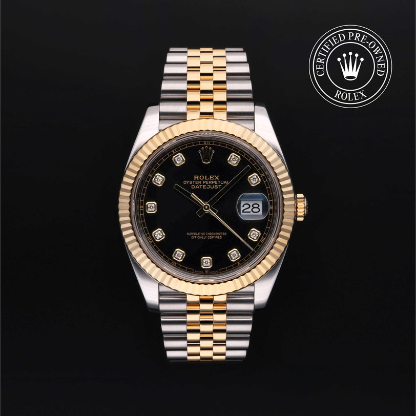 Rolex Certified Pre-owned Datejust M126333-0006 front on black background