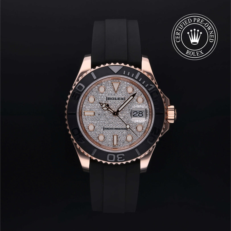 Rolex Certified Pre-owned Yacht-Master M126655-0005 front on black background