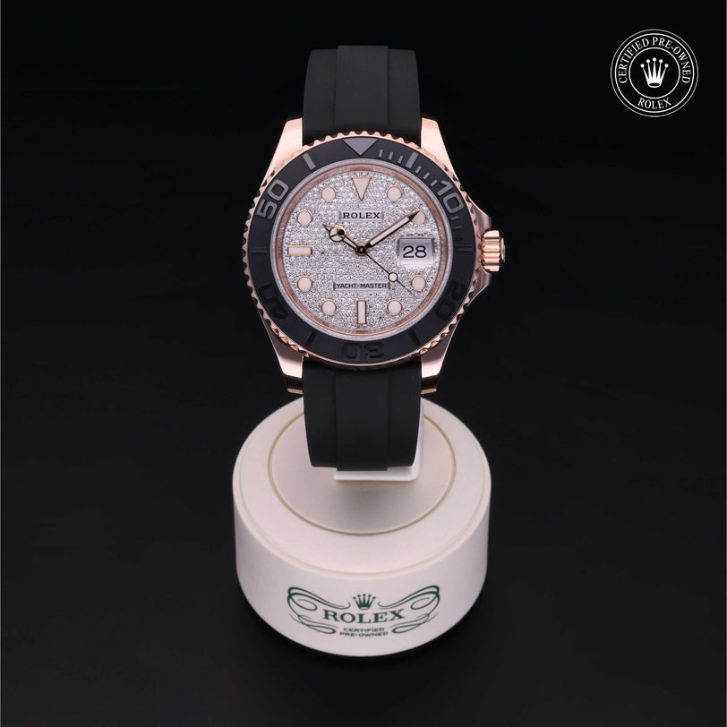 Rolex Certified Pre-owned Yacht-Master M126655-0005 front on black background