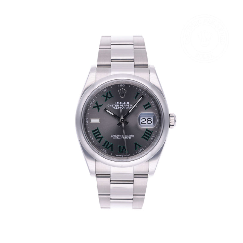Rolex Certified Pre-owned Datejust M126200-0018 front on white background