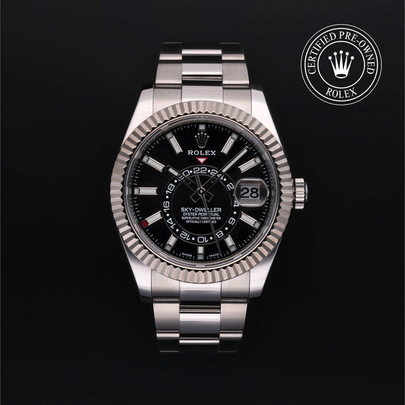 Rolex Certified Pre-owned Sky-Dweller M326934-0005 front on black background