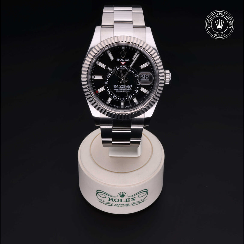 Rolex Certified Pre-owned Sky-Dweller M326934-0005 front on black background