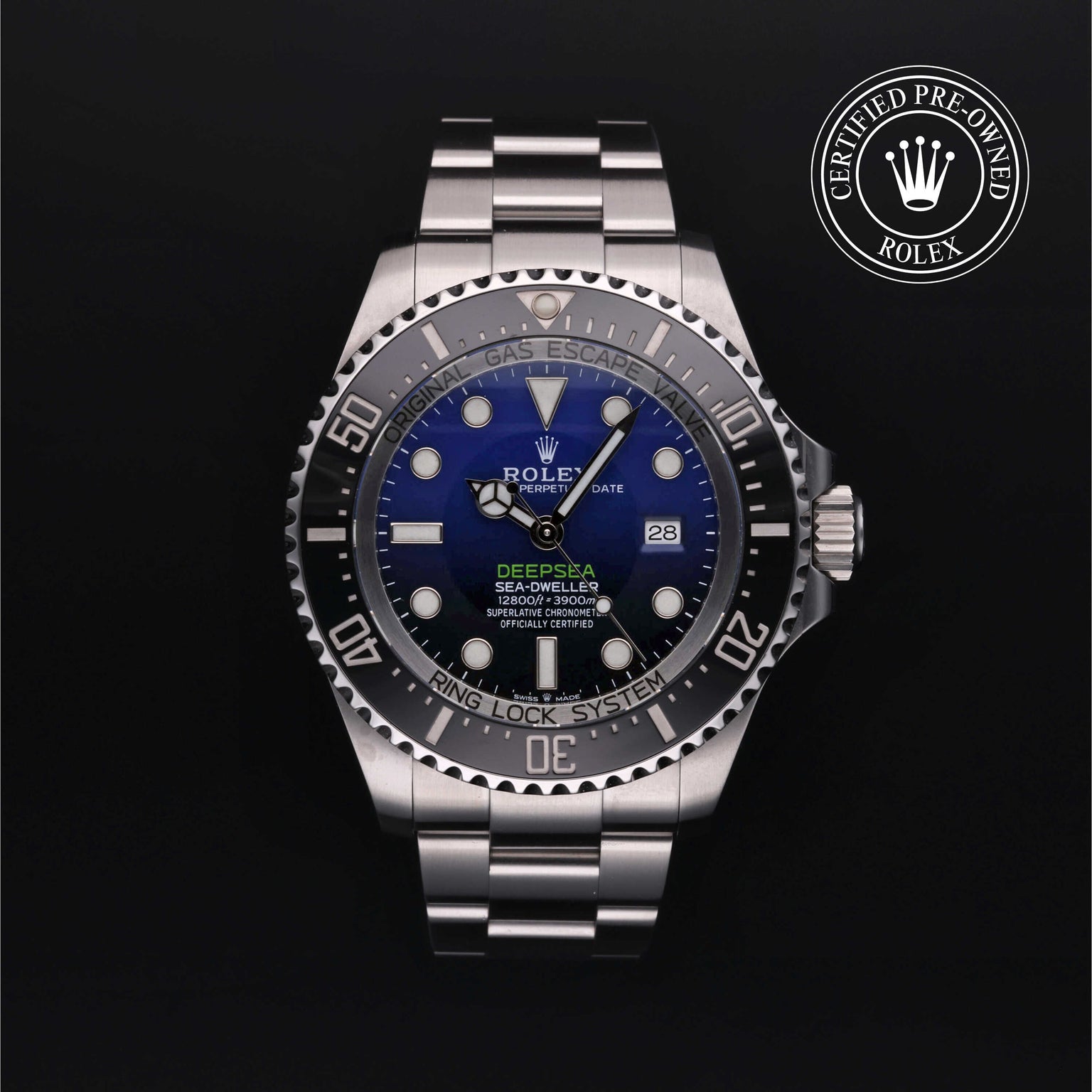 Rolex Certified Pre-owned Deep Sea M126660-0002 front on black background