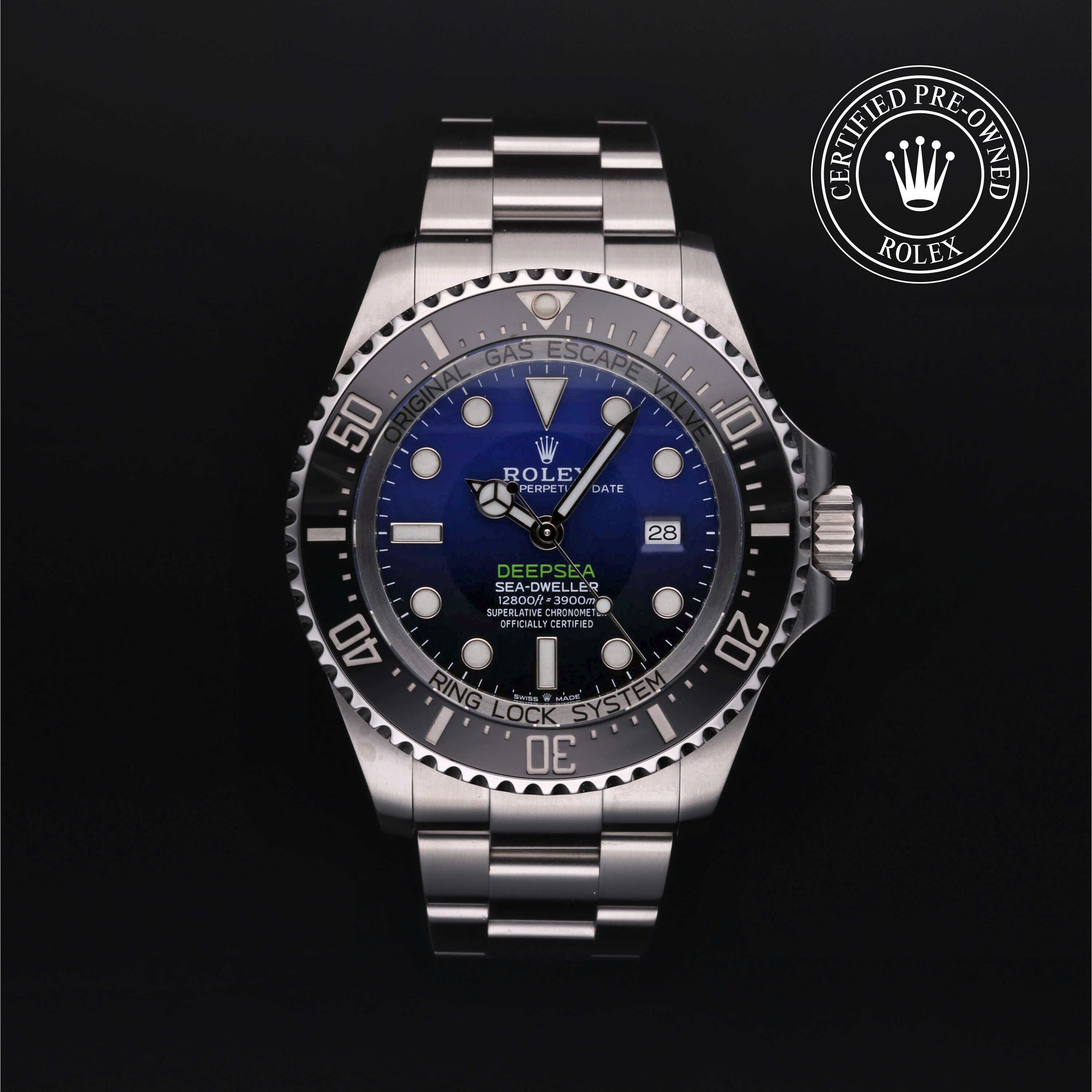 Rolex Certified Pre-owned Deep Sea M126660-0002 front on black background