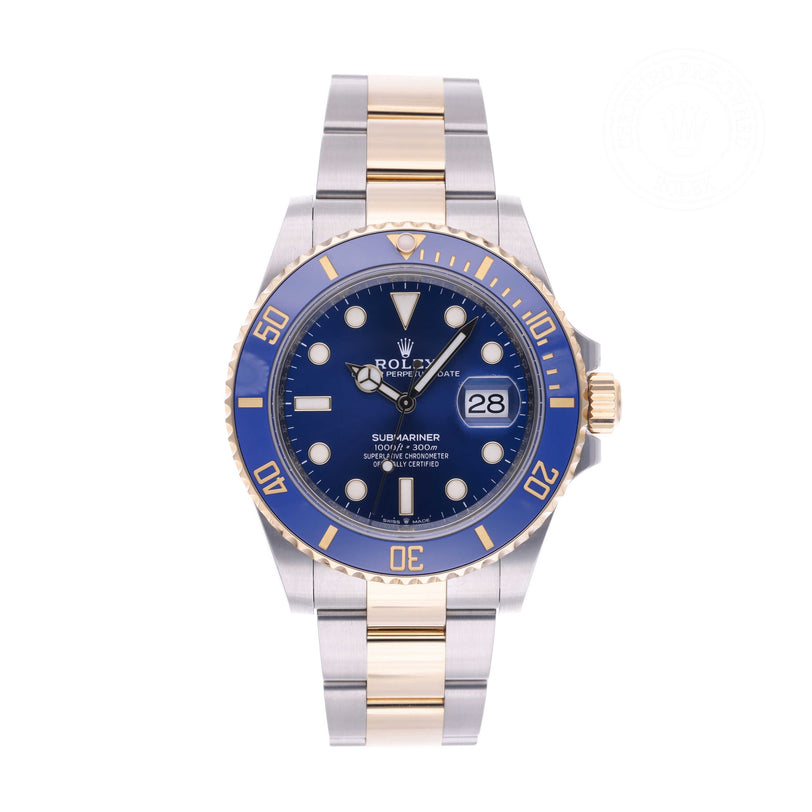 Rolex Certified Pre-owned Submariner M126613LB-0002 front on white background