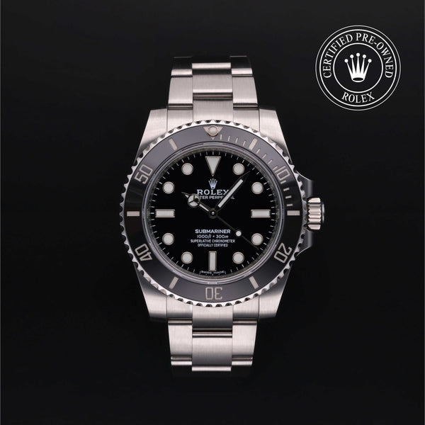 Rolex Certified Pre-owned Submariner Non Date M114060-0002 front on black background