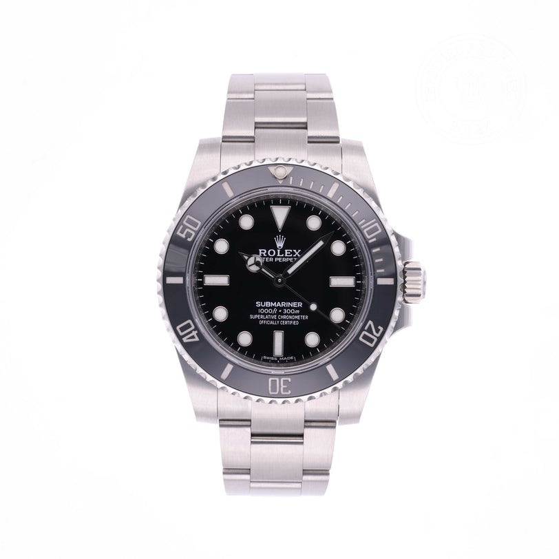 Rolex Certified Pre-owned Submariner Non Date M114060-0002 front on white background