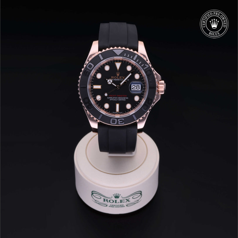 Rolex Certified Pre-owned Yacht-Master M116655-0001 front on black background
