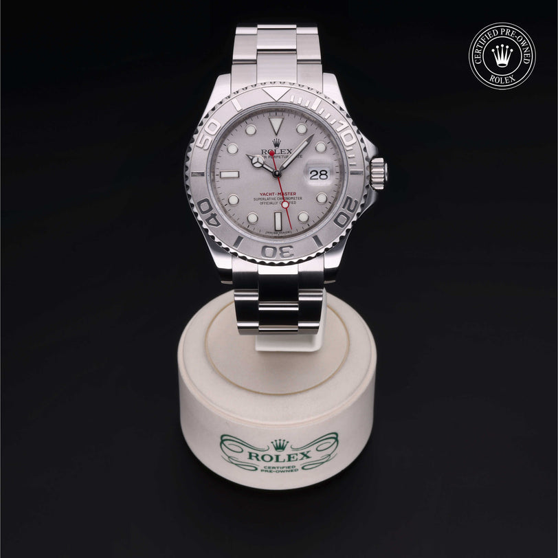 Rolex Certified Pre-owned Yacht-Master M16622-0004 front on black background