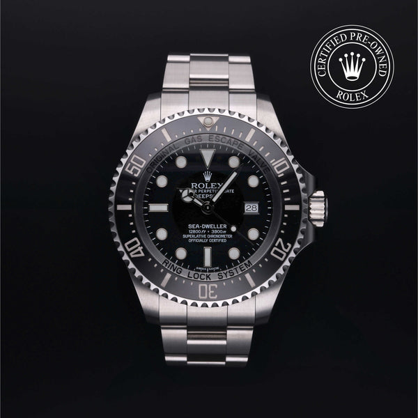 Rolex Certified Pre-owned Sea-Dweller M116660-0001 front on black background