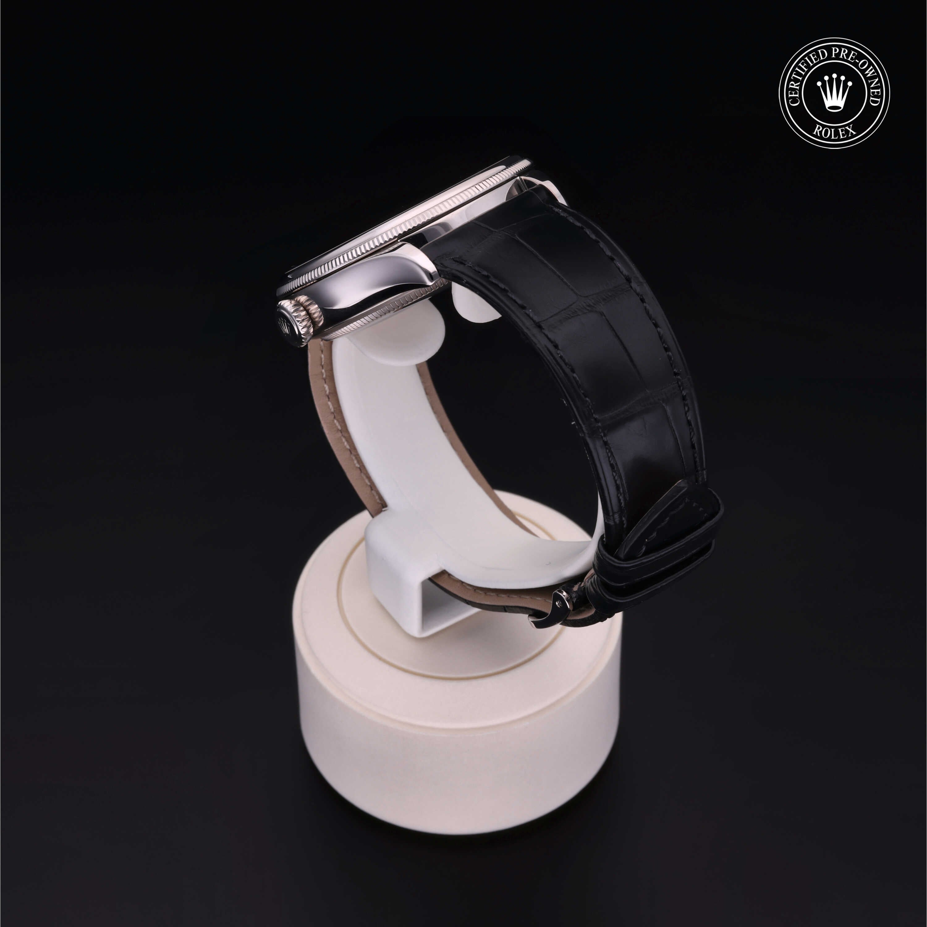 Rolex Certified Pre-owned Cellini M50529-0006 front on black background