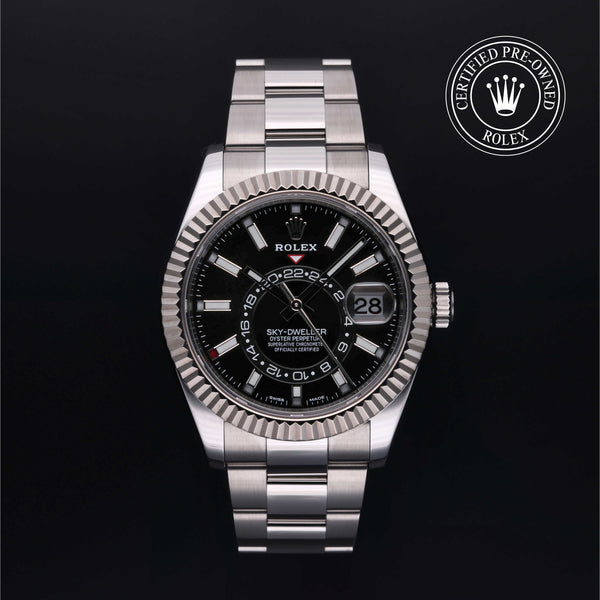 Rolex Certified Pre-owned Sky-Dweller M326934-0005 front on black background