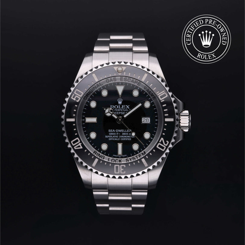 Rolex Certified Pre-owned Sea-Dweller M116660-0001 front on black background