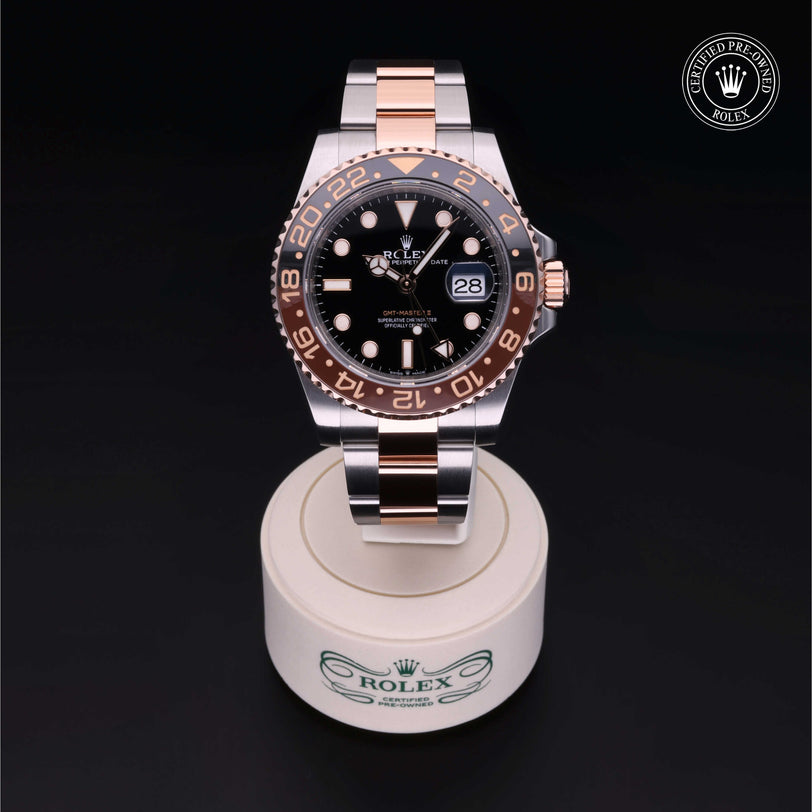Rolex Certified Pre-owned GMT M126711CHNR-0002 front on black background