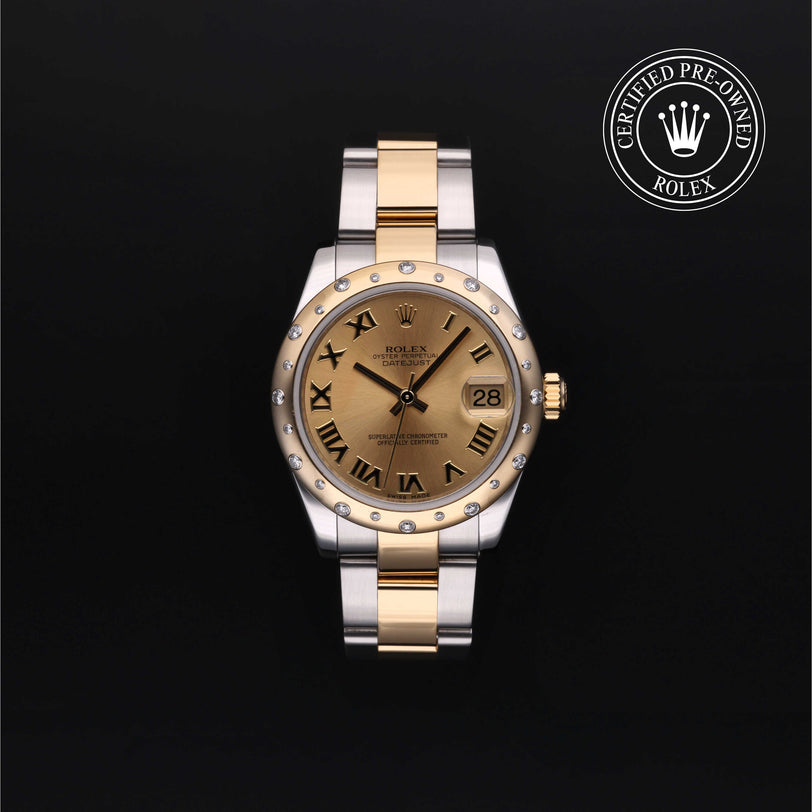 Rolex Certified Pre-owned Lady Datejust M178343-0005 front on black background