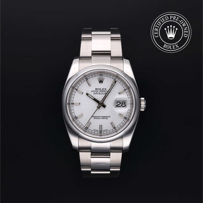 Rolex Certified Pre-owned Datejust M116200-0058 front on black background