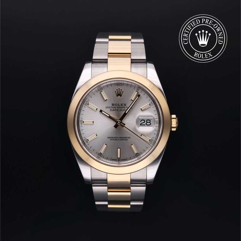 Rolex Certified Pre-owned Datejust M126303-0001 front on black background