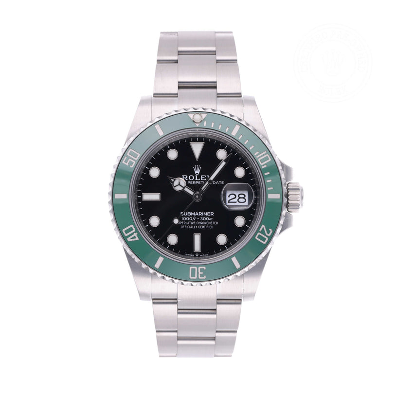Rolex Certified Pre-owned Submariner M126610LV-0002 front on white background