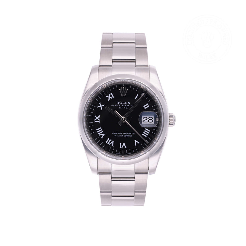 Rolex Certified Pre-owned Date M115200-0002 front on white background