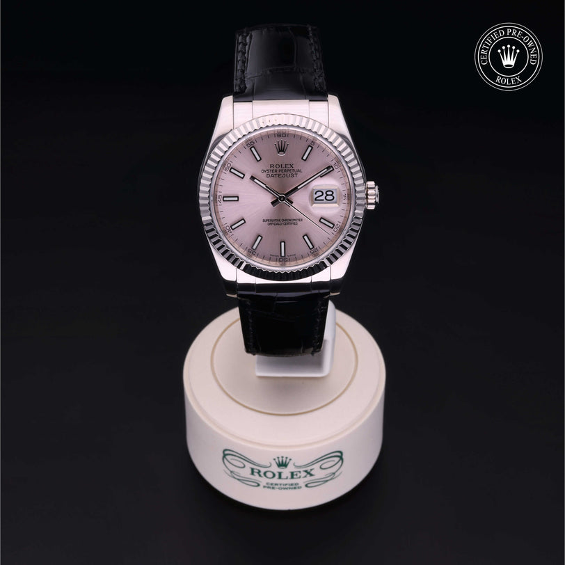 Rolex Certified Pre-owned Datejust M116139-0029 front on black background