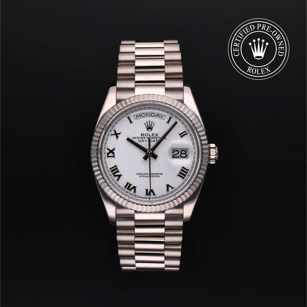 Rolex Certified Pre-owned Day-date M128239-0038 front on black background