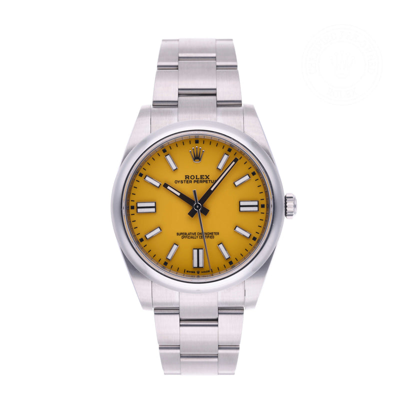 Rolex Certified Pre-owned Oyster Perpetual M124300-0004 front on white background