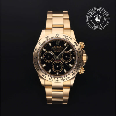 Rolex Certified Pre-owned Daytona M116508-0004 front on black background