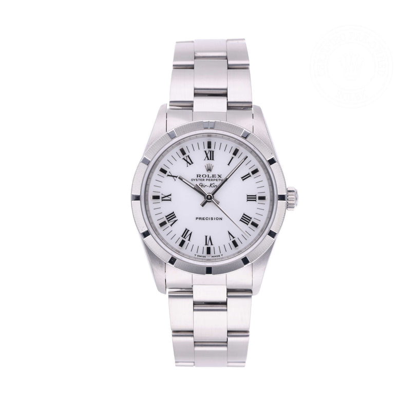 Rolex Certified Pre-owned Air-King M14010-0005 front on white background