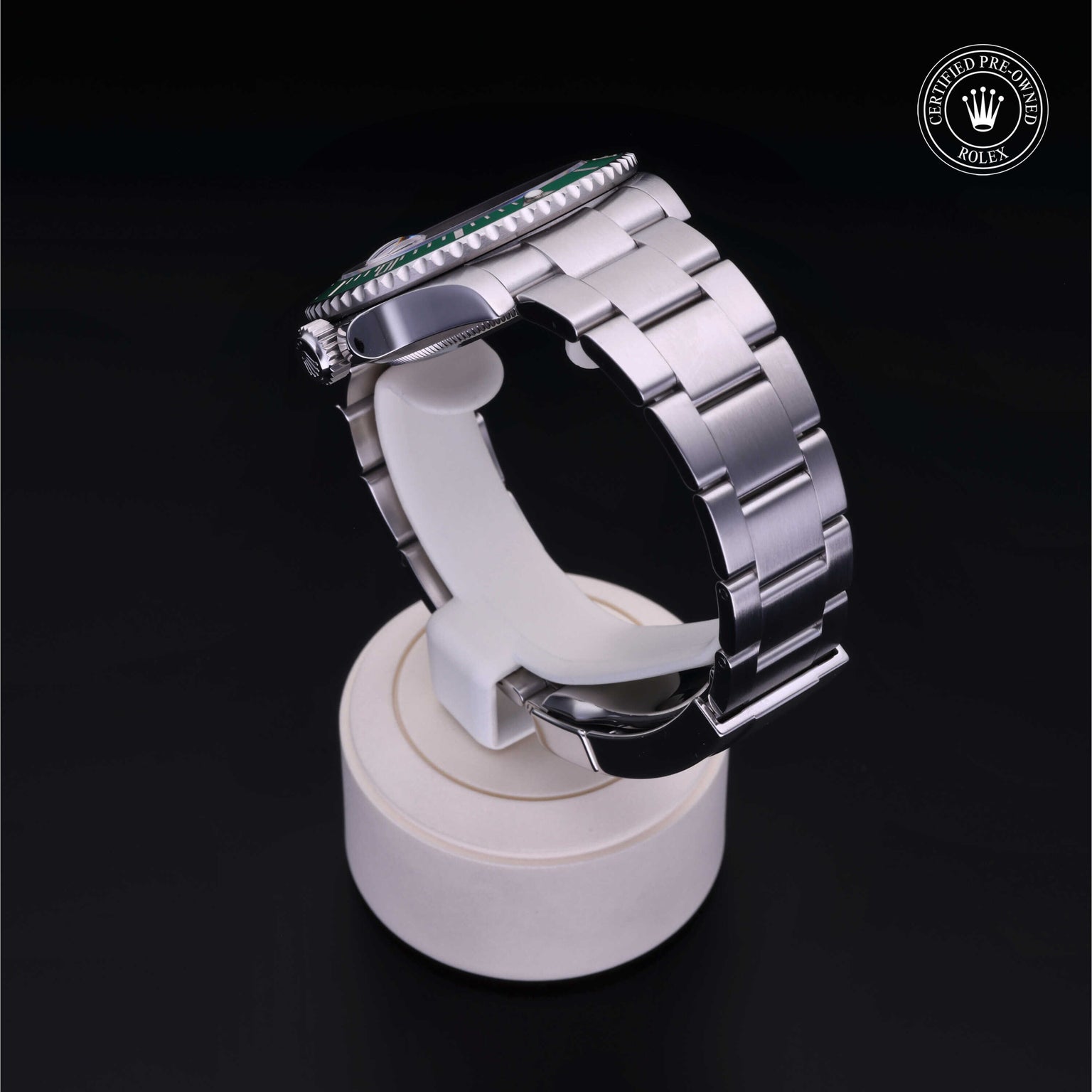 Rolex Certified Pre-owned Submariner M126610LV-0002 front on black background