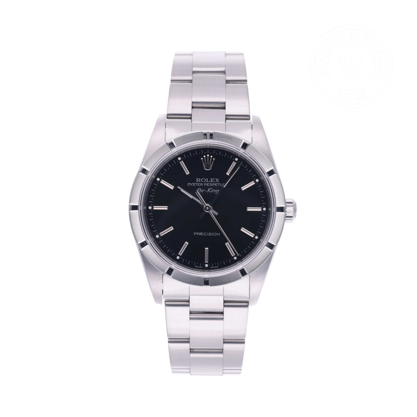 Rolex Certified Pre-owned Air-King M14010M-0012 front on white background