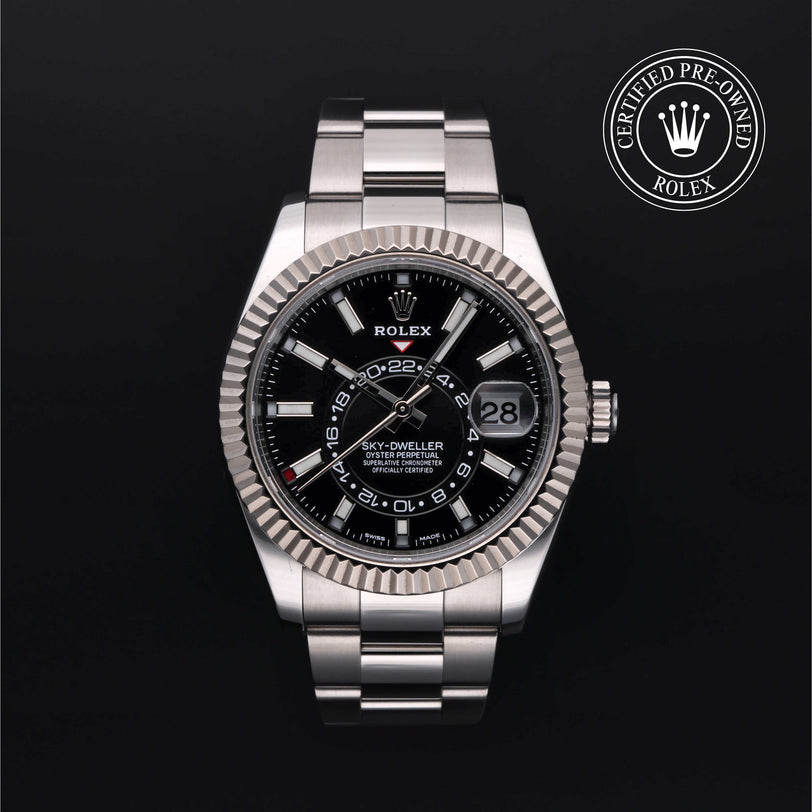 Rolex Certified Pre-owned Sky-Dweller M326934-0005 front on black background