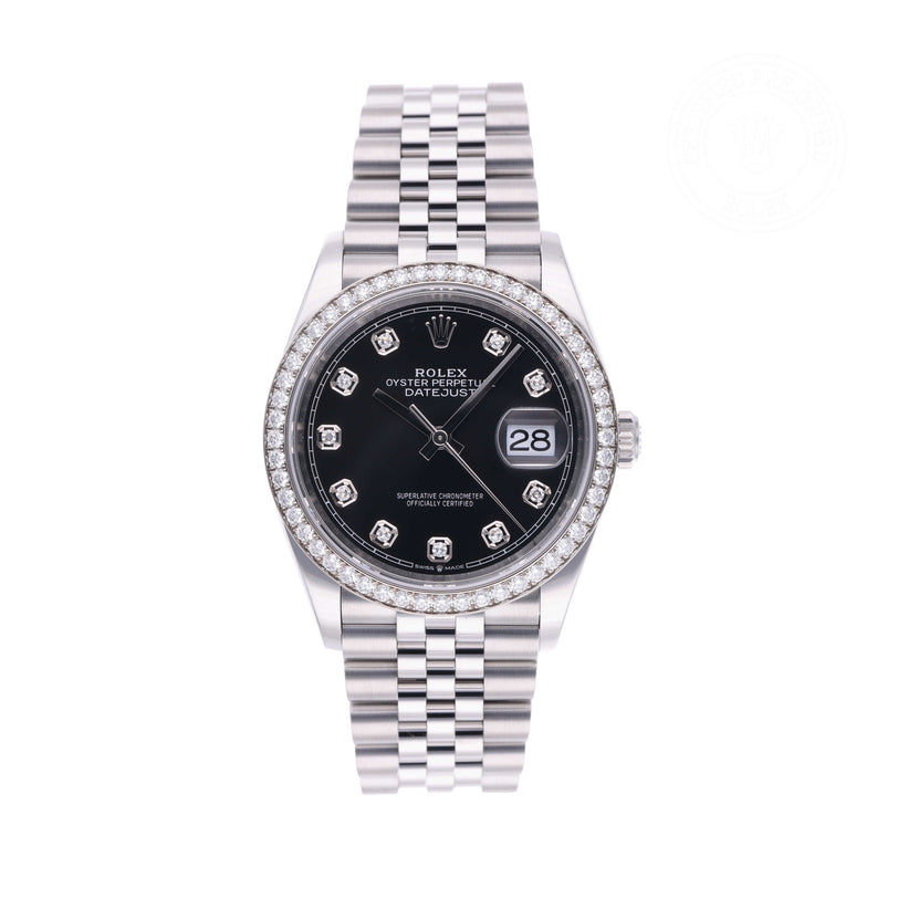 Rolex Certified Pre-owned Datejust M126284RBR-0019 front on white background