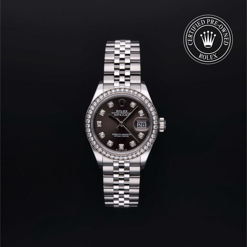 Rolex Certified Pre-owned Lady Datejust M279384RBR-0017 front on black background