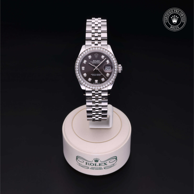 Rolex Certified Pre-owned Lady Datejust M279384RBR-0017 front on black background