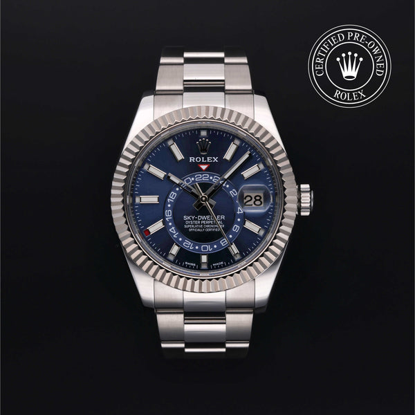 Rolex Certified Pre-owned Sky-Dweller M326934-0003 front on black background