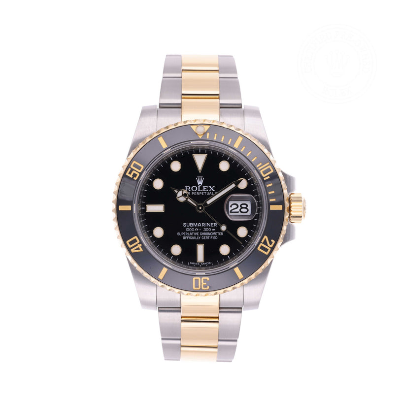 Rolex Certified Pre-owned Submariner M116613LN-0001 front on white background